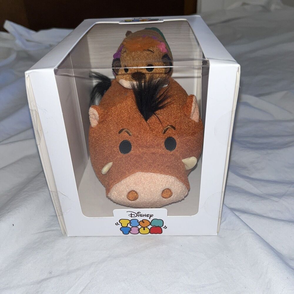 NEW Disney Store Tsum Tsum Timon Pumbaa Lion King Stack Plush Subscription Set